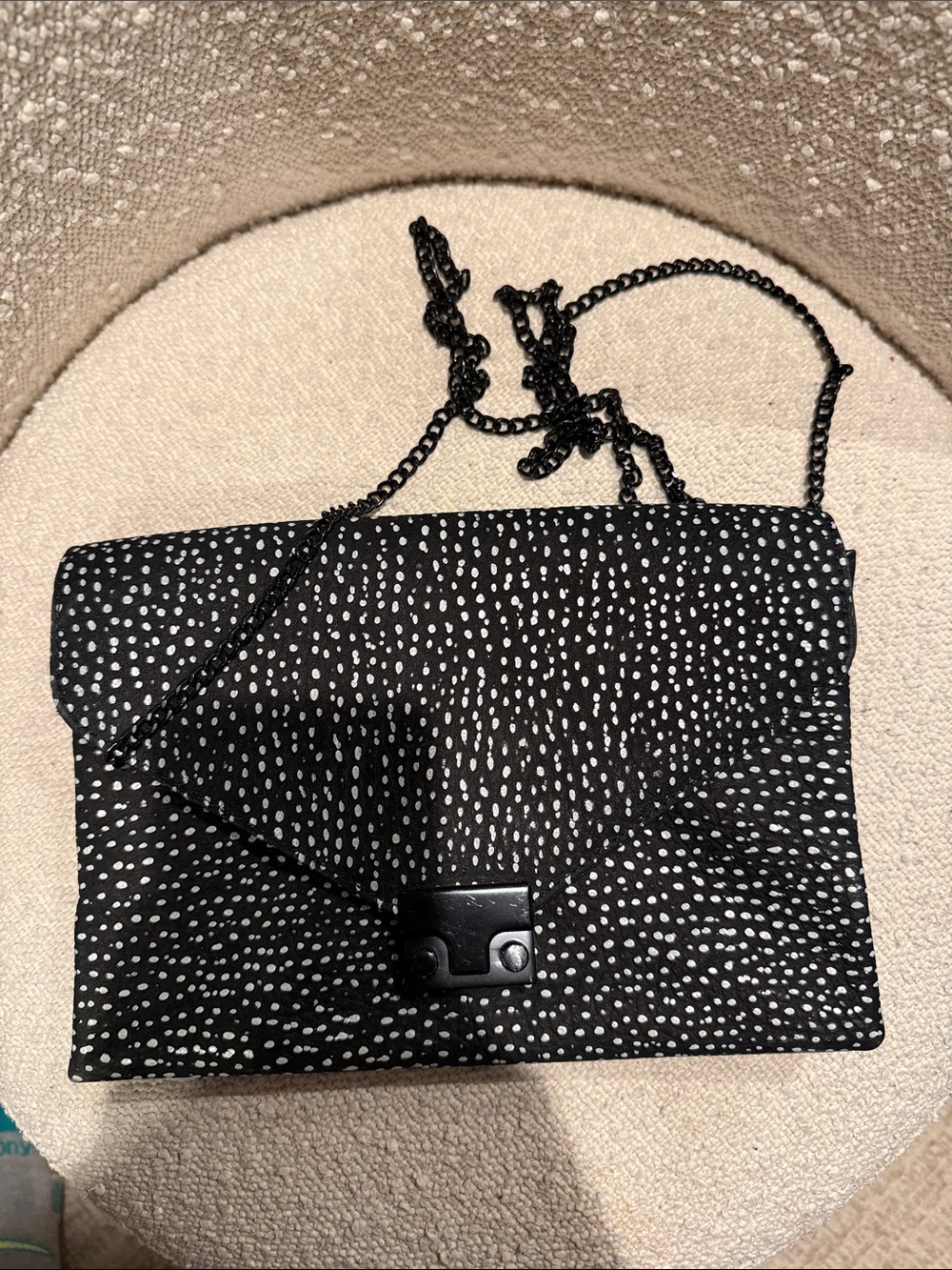 Loeffler Randall Black Shoulder Bag with White Dot Print